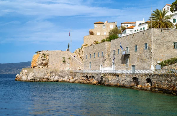 Hydra Grecia Marzo 2018 Fortaleza Del Pueblo Vista Desde Mar —  Fotos de Stock