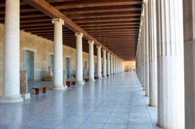 Atina, Yunanistan - 15 Mart 2018: Attalos Stoa 'nın Antik Agora' sı