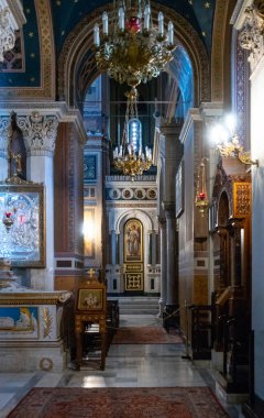 Atina, Yunanistan - 14 Mart 2018: Teotokas Kilisesinin İçi