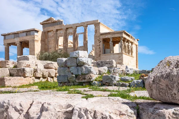 Grecia Acrópolis Atenas Templo Erechtheion Con Logia Las Cariátides —  Fotos de Stock