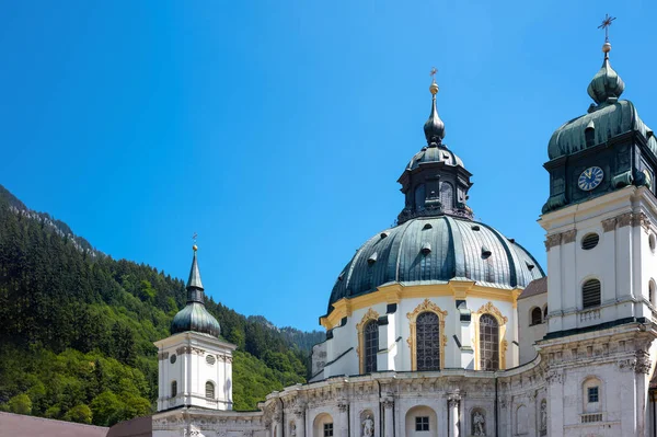 Ettal Bayern Die Fassade Und Die Kuppel Des Klosters — Stockfoto