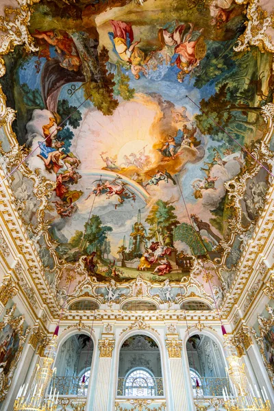 Munique Alemanha Julho 2018 Palácio Nymphenburg Afrescos Abóbada Grande Salão — Fotografia de Stock