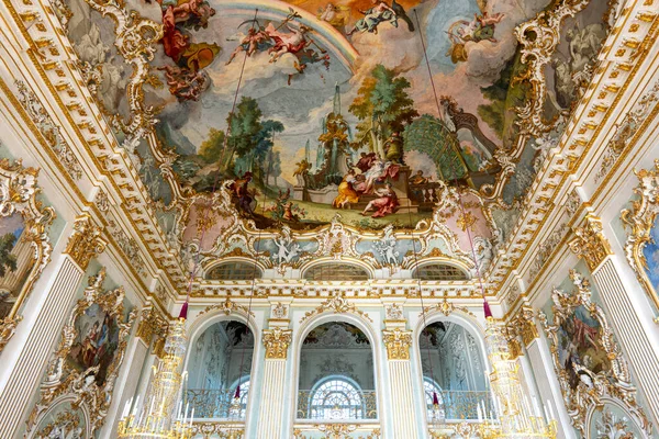 Mnichov Německo Července 2018 Nymfenburský Palác Fresky Klenby Velkého Sálu — Stock fotografie