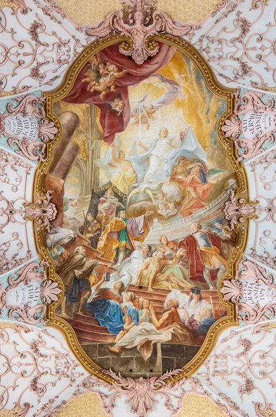 Munich Germany July 2018 Fresco Navre Ceiling Church Holy Gost — Stock Photo, Image