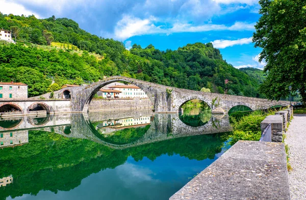 Italie Toscane Garfagnana Borgo Mozzano Ponte Della Maddalena Ponte Del — Photo