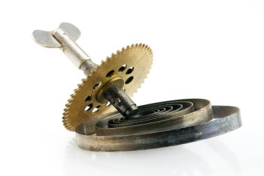 Dişliler ve SMM saat ve saat closeup yaylar. İç mekanizması, clockwork çalışma gears ile. Yakın çekim, ayrıntılı.