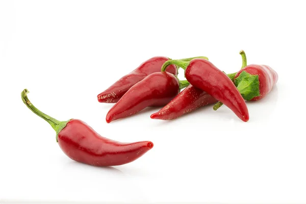 Röd Chili Paprika Eller Chili Kajennpeppar Nära Upp Isolerade Vit — Stockfoto