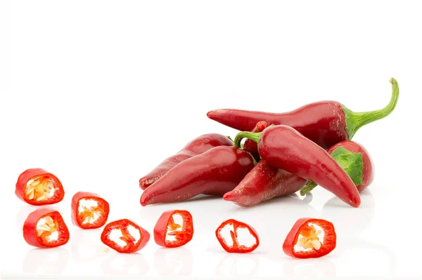 Hackad Röd Chili Paprika Eller Chili Kajennpeppar Nära Upp Isolerade — Stockfoto
