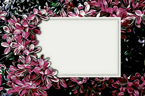 Azaleas. Frame with flowers for congratulations, announcements, photos. Stylization: watercolor. DSC_0136RAN