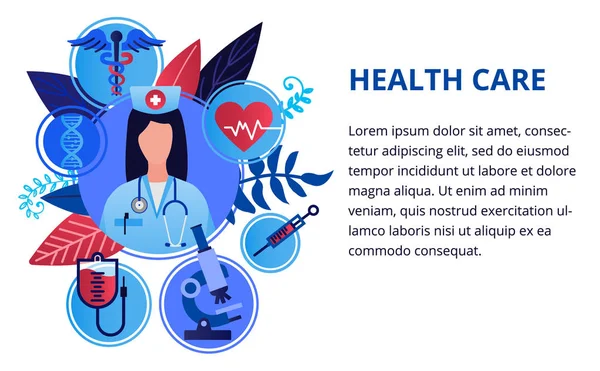 Concept Soins Santé Dans Style Plat Médecins Faisant Recherche Médicale — Image vectorielle