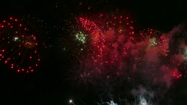 4Kビデオの黄金の花火が夜空に輝く — ストック動画