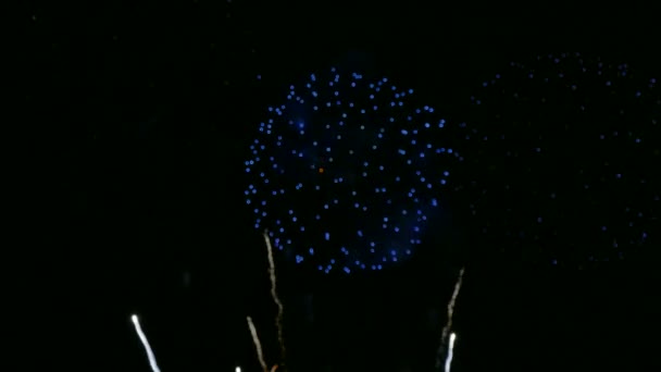 Vídeo Fogos Artifício Dourados Brilhando Céu Noturno Drak — Vídeo de Stock