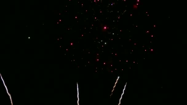 Video Von Feuerwerk Das Trüben Nachthimmel Glüht — Stockvideo