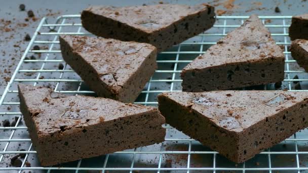 Bolo de chocolate Brownie — Vídeo de Stock