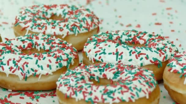 Donuts Caseiros Doces Com Polvilhas Açúcar Topo — Vídeo de Stock
