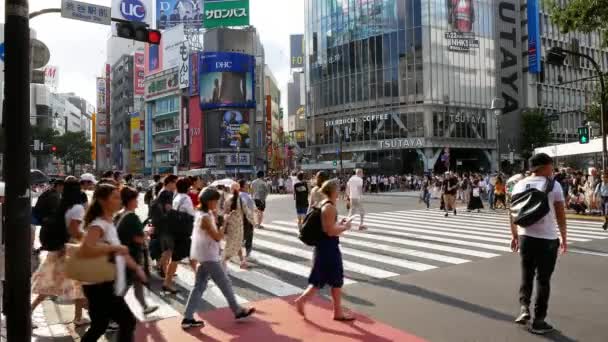 Tokio Japan Června 2018 Lidé Přecházející Shibuya — Stock video