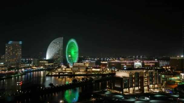 Timelapse Kilátás Yokohama Éjszakai Városkép Japán — Stock videók