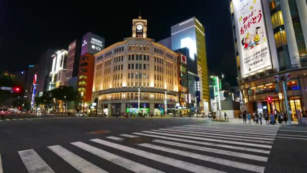 Tokyo Japan Juli 2018 Folk Promenader Ginza Shoppingområde Tokyo Stad — Stockvideo