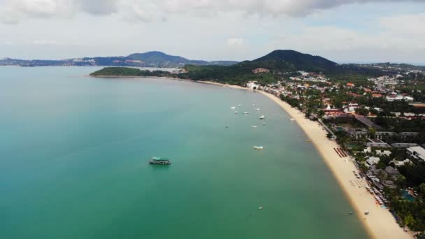 Aerial View Picturesque Marina Tropical Beach — Stock Video