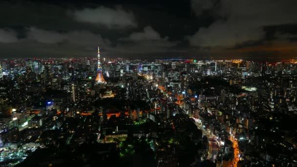 Japonya Tokyo Şehrinde Zaman Atlamalı Görünümü Gece Görünümü — Stok video