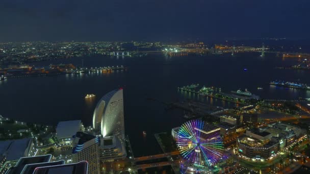 Widok Miasto Yokohama Nocą Japonia — Wideo stockowe