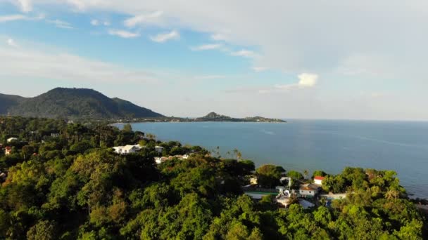 Amazing Aerial View Sea Tropical Island Sunny Day — Stock Video