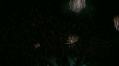 4 k video drak gece gökyüzünde parlayan havai fişek