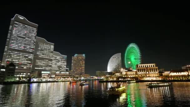 Timelapse Utsikt Över Yokohama Natt Stadsbild Japan — Stockvideo