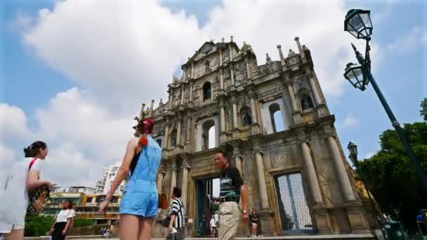 中国马州 2018年9月6日 澳门圣保罗大教堂地标遗址 — 图库视频影像