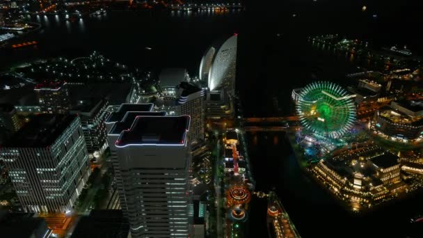 Timelapse Vista Del Paisaje Urbano Nocturno Yokohama Japón — Vídeos de Stock
