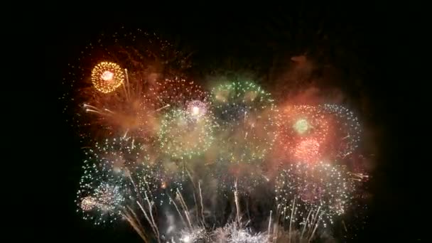 Video Artificii Strălucind Cerul Întunecat Nopții — Videoclip de stoc