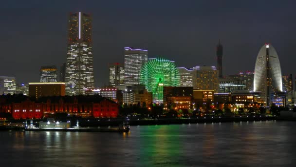 Timelapse Vista Yokohama Japón Por Noche — Vídeo de stock