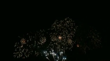 karanlık gece gökyüzünde parlayan havai fişek 4 k video
