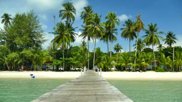 Playa Tropical Con Muelle Madera Día Soleado — Vídeos de Stock