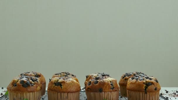 Deliciosos Muffins Caseiros Com Gotas Chocolate — Vídeo de Stock