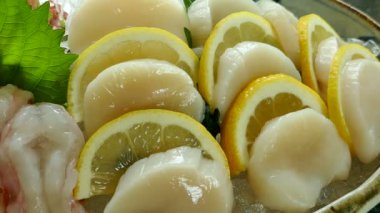 lezzetli çiğ taze Sashimi ile karides, geleneksel Japon yemekleri 