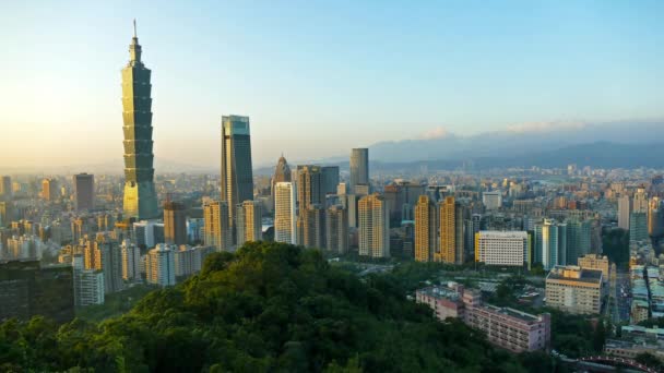 Taipei World Financial Center Signal Supertall Skyscraper Xinyi District Taipei — стоковое видео