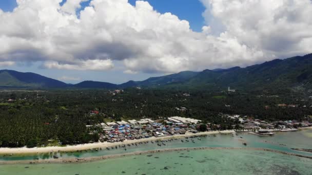 Amazing Aerial View Sea Tropical Island Sunny Day — Stock Video