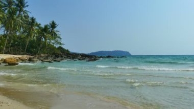 Tropikal plaj ile pitoresk marina. Tatil ve seyahat