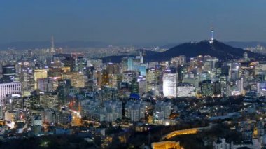 Güney Kore 'de Seul silüetinin 4k zaman aşımı