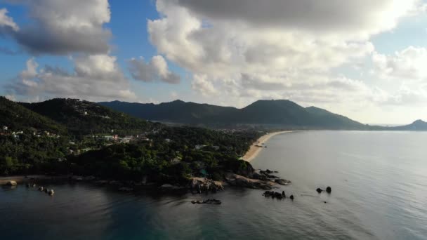 Malebný Přístav Tropickou Pláž Dovolená Cestování Letecký Pohled — Stock video
