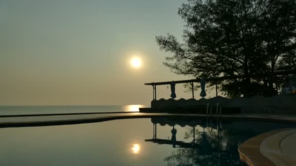 Piscina Luxo Pôr Sol Vídeo — Vídeo de Stock