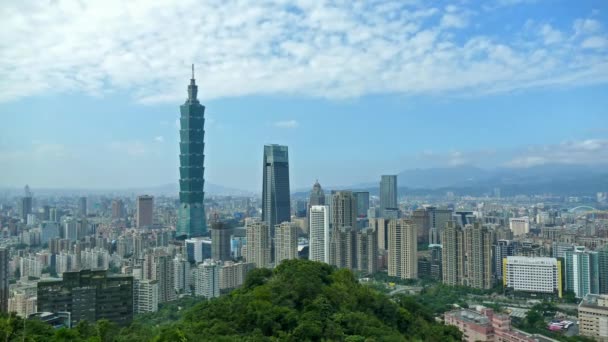 Taipei World Financial Center Marco Arranha Céus Supertall Distrito Xinyi — Vídeo de Stock