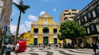 MACAU, ÇİN - 6 Eylül 2018: Macau 'daki Saint Paul Katedralinin kalıntıları