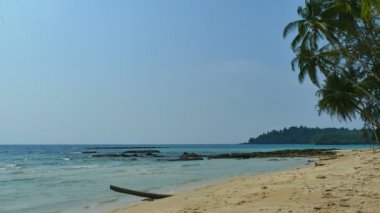 Tropikal plaj ile pitoresk marina. Tatil ve seyahat