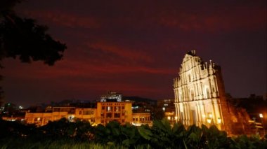 MACAU, ÇİN - 6 Eylül 2018: Macau 'daki Saint Paul Katedralinin kalıntıları