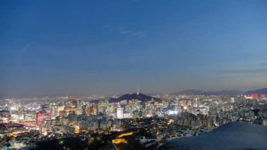 Güney Kore 'de Seul silüetinin 4k zaman aşımı