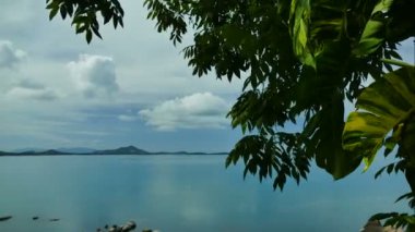 Tropikal plaj ile pitoresk marina. Tatil ve seyahat