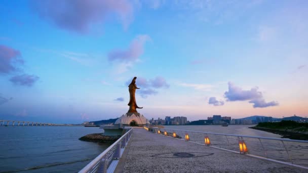 Μακαου Κινα Σεπτεμβριου 2018 Time Lapse Όμορφο Άγαλμα Guan Yin — Αρχείο Βίντεο