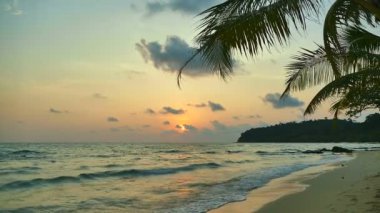 Tropikal plaj ile pitoresk marina. Tatil ve seyahat